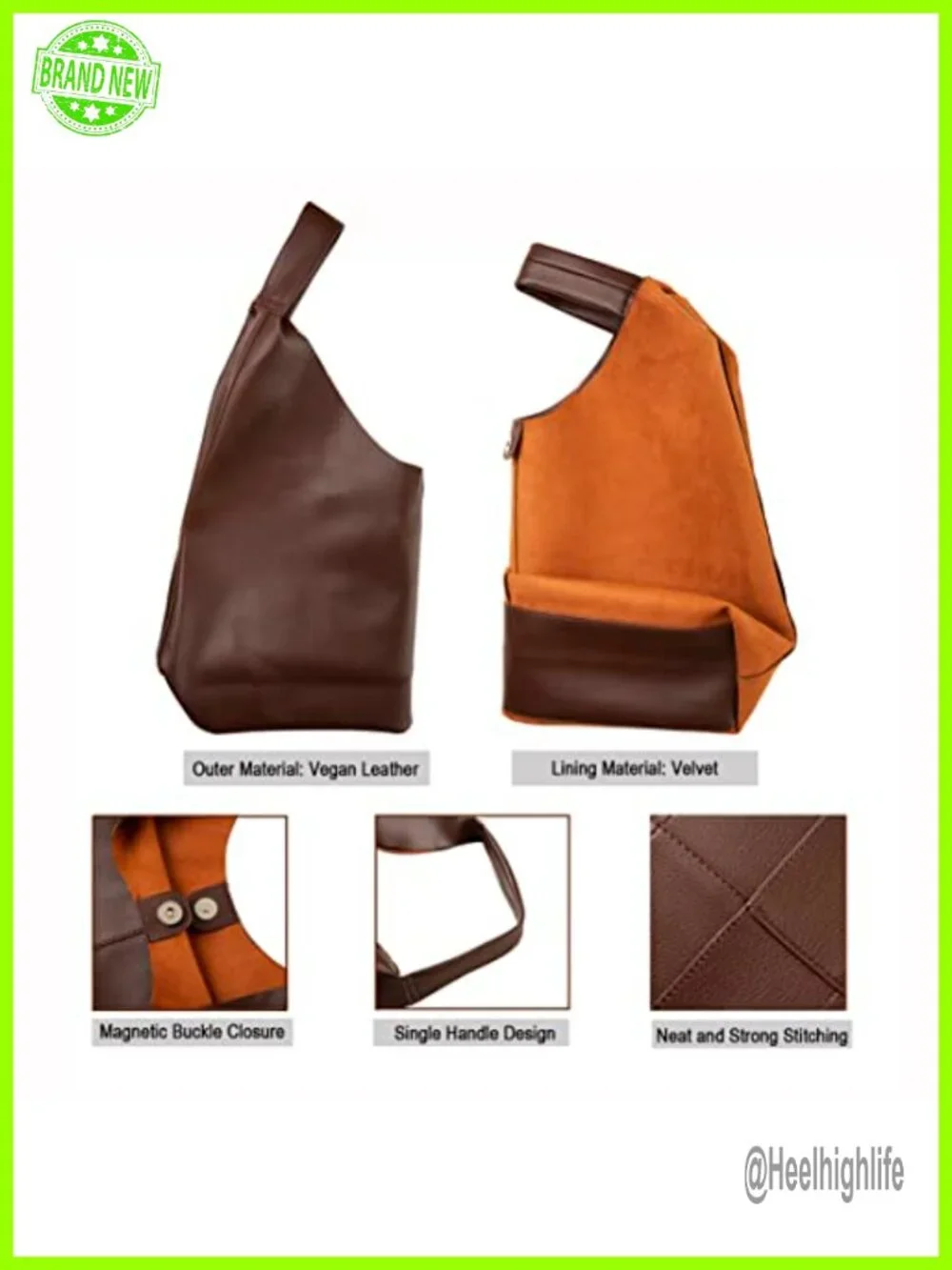 Large Vegan Leather Tote Bag Oversized Hobo Shoulder Bag Work Travel - Picture 4 of 6